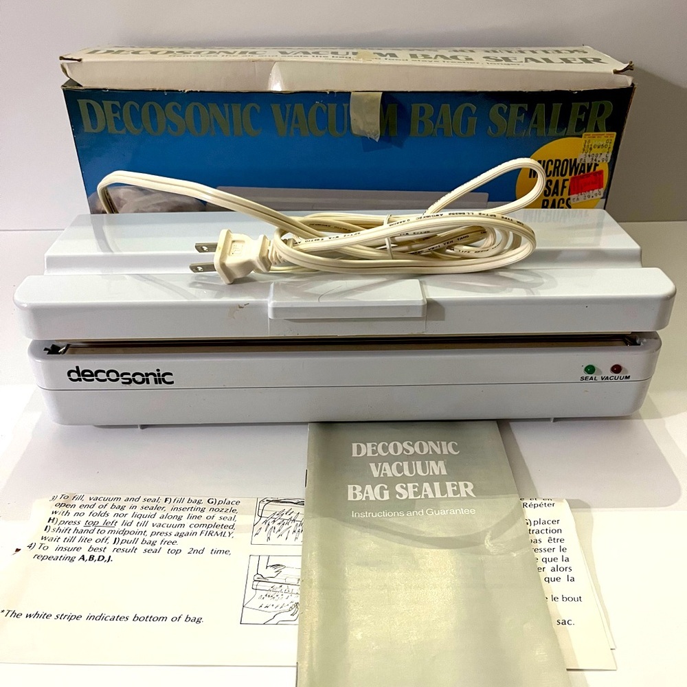 Decosonic Food Sealer White Vacuum Bag Sealer Food Prep/Storage